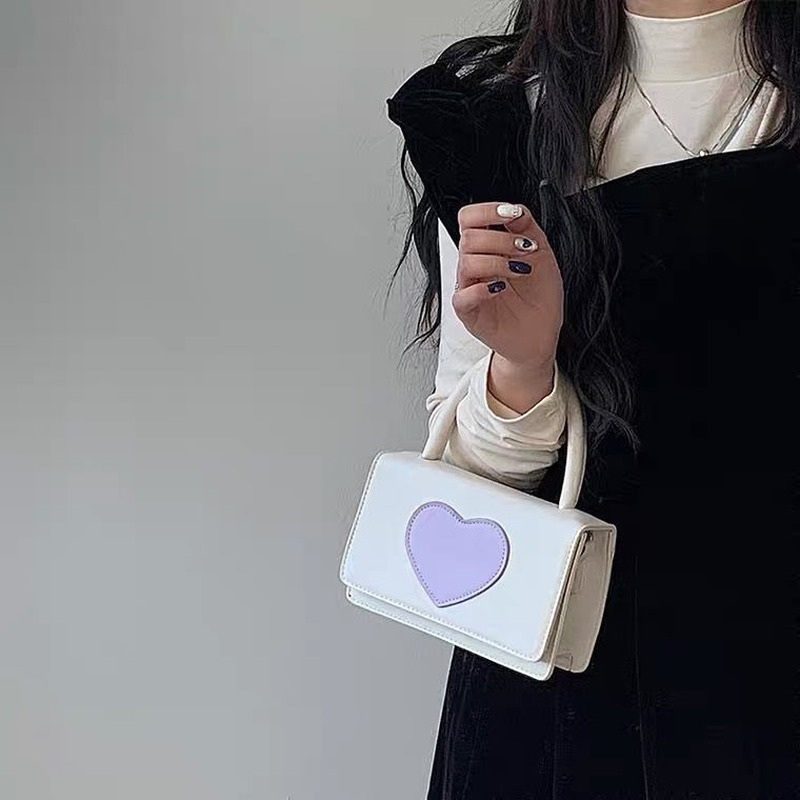 اليابان Harajuku لطيف القلب المرأة حقيبة يد Kawaii حقائب كتف 2022 الصغيرة لوليتا حقيبة كروسبودي مع سلسلة من الخرز فتاة حقيبة المحافظ