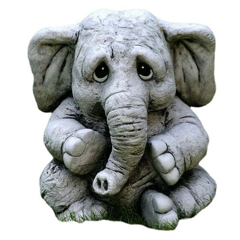 Sitting Elephant Baby Garden Statue Cute African Elephant Porch Resin Figure For Outside Yard Adorable Decoration