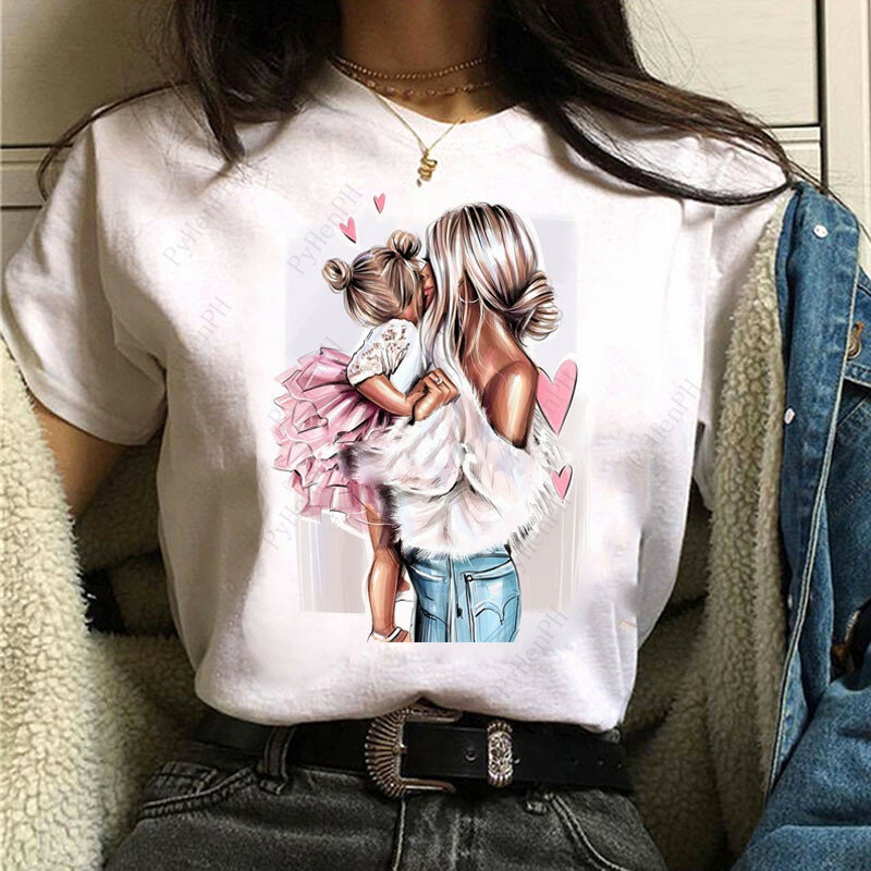 T camisa do Dia das mães 2022 Nova Dia das Mães Impresso T-shirt Top de Manga Curta