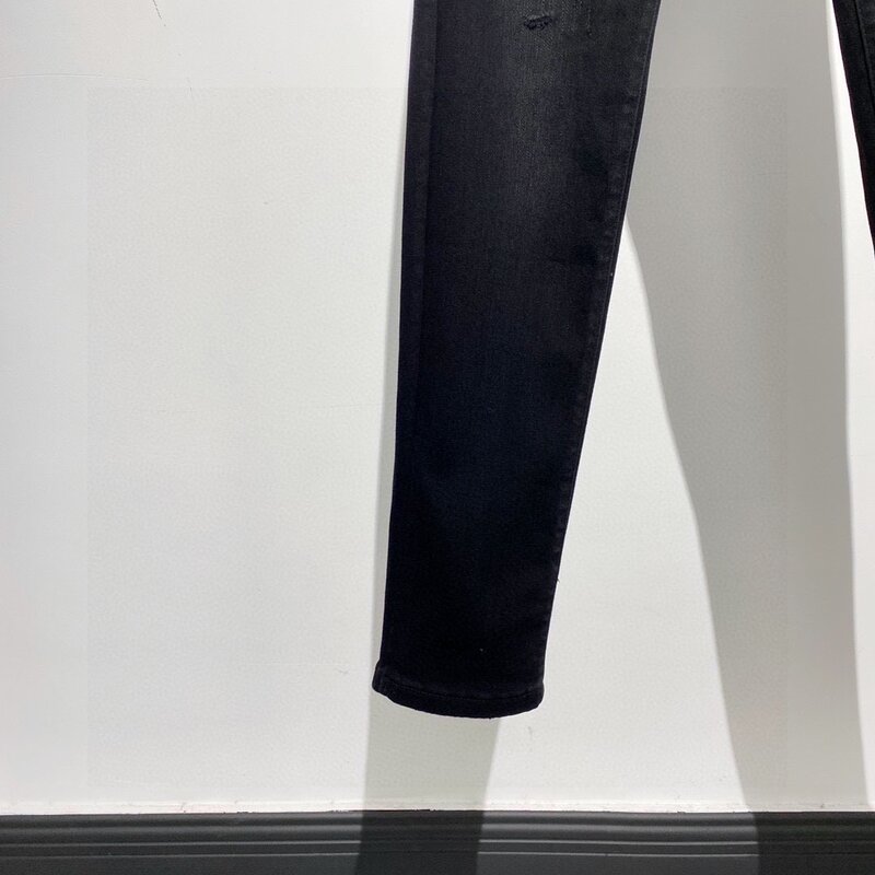 سراويل TB THOM الجينز الرجالي عالية الجودة ذات اللون الصلب الممشوق جينز موضة ماركة الراحة فليكس الخصر سروايل سوداء غير رسمية
