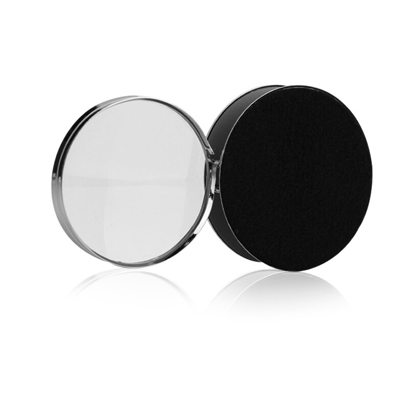 Mini lupa de bolsillo plegable portátil, lente de vidrio óptico de forma redonda, marco de acero inoxidable 304