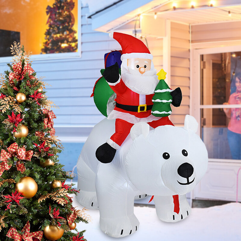 Inflatable Santa Claus ขี่หมีขั้วโลก2M Christmas Inflatable ของเล่นตุ๊กตาในร่มกลางแจ้งคริสต์มาสในสวนตกแต่ง Navidad ของขวัญ