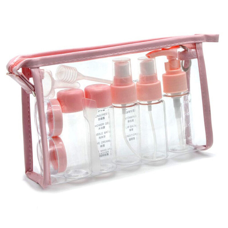 11Pcs Portable Travel Cosmetics Sub-Bottling PET Spray Lotion Cream Refillable Bottle Empty Liquid Container