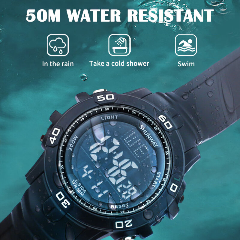 Reloj Digital militar multifunción para hombre, pulsera resistente al agua de 50m, LED, deportivo, grande, 2022