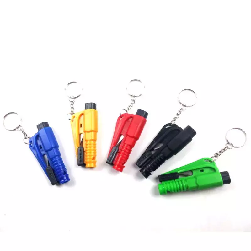 1pcs Self-defense Spike Cone Mini Window Breaker Protection Key Chain Emergency Car Safety Hammer Whistle Cutter Escape Spike