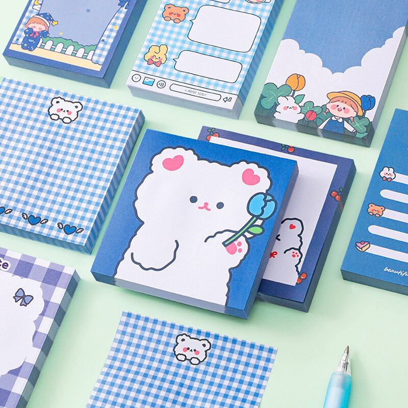 80Page Korea Sticky Notes Creative Cute Bear Book Student Message N Times Posted Girl Cartoon Stationery Kawaii Office Memo Pad