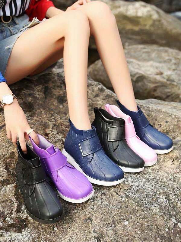Trend kalosze dla kobiet pcv dziewczyna buty platformy botki 2022 jesień zima rzep Slip on Booties obuwie robocze Botines Mujer