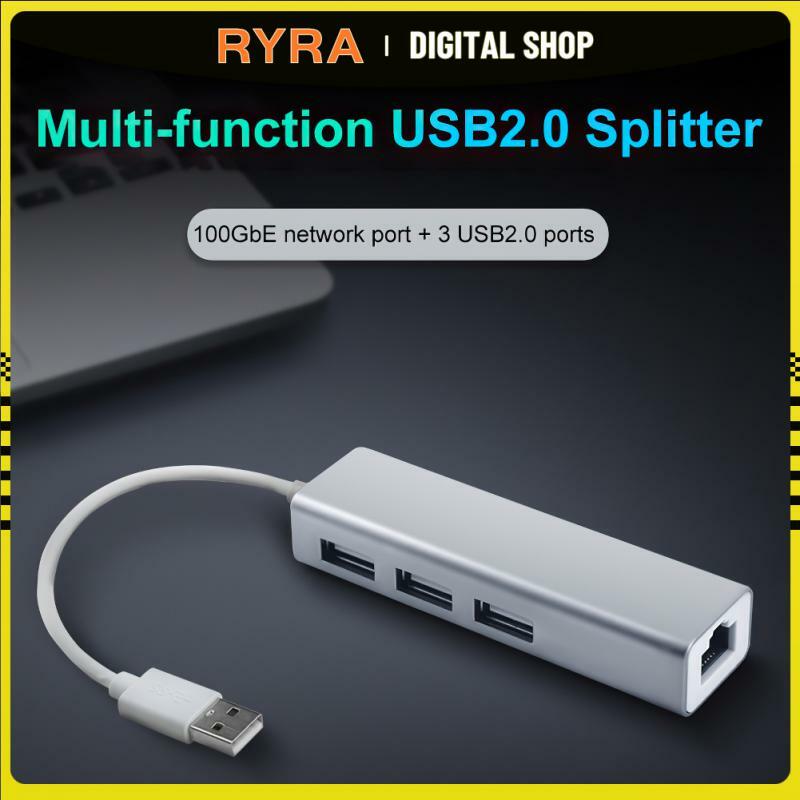 RYRA ABS USB 유형 C와 이더넷 RJ45 동글 3 포트 USB 포트 3.0 2.0 데이터 허브 노트북 컴퓨터 Mac IOS 안드로이드