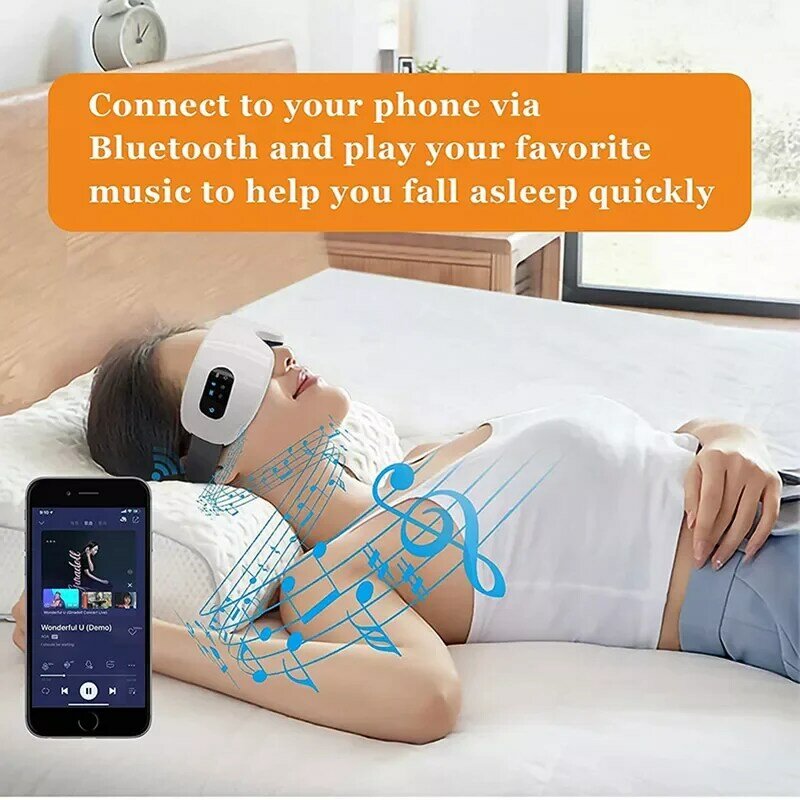 4D Smart Electric Vibration Eye Massager Bluetooth Music Fatigue Relief Massage Therapy Foldable Eye Mask Eye Care Device