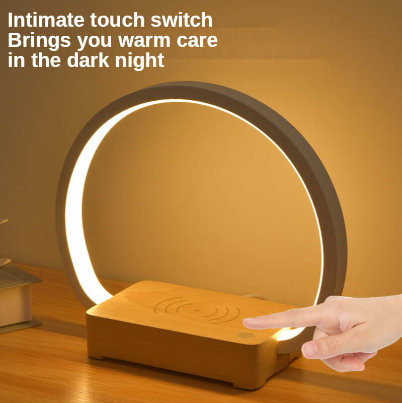 LED 스마트 터치 컨트롤 야간 조명 무선 충전 책상 램프, 3 가지 색상 모드 무단 조광 침대 옆 독서에 적합
