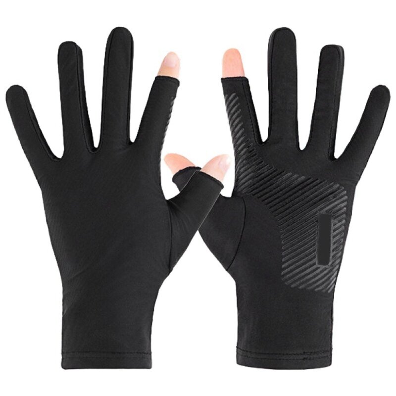 UV Protection Driving Gloves Fingerless Gloves Non Slip Summer Outdoor Gloves for Women Men 2 Fingers Cut Gloves