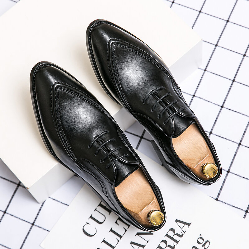 Oxford sapatos de couro do noivo sapatos de escritório sapatos formais de negócios vaca esconder rendas até sapatos masculinos sapatos de reunião sapatos de casamento