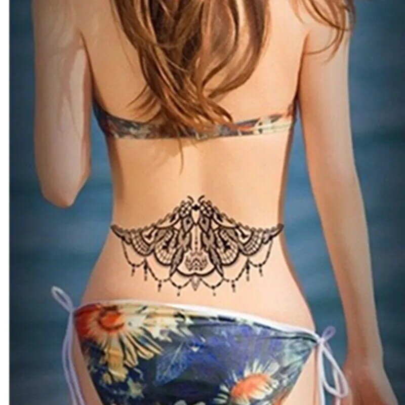 Tatuaje 3D de una sola vez, tatuaje temporal de esqueleto, a prueba de agua, pechos y rosas