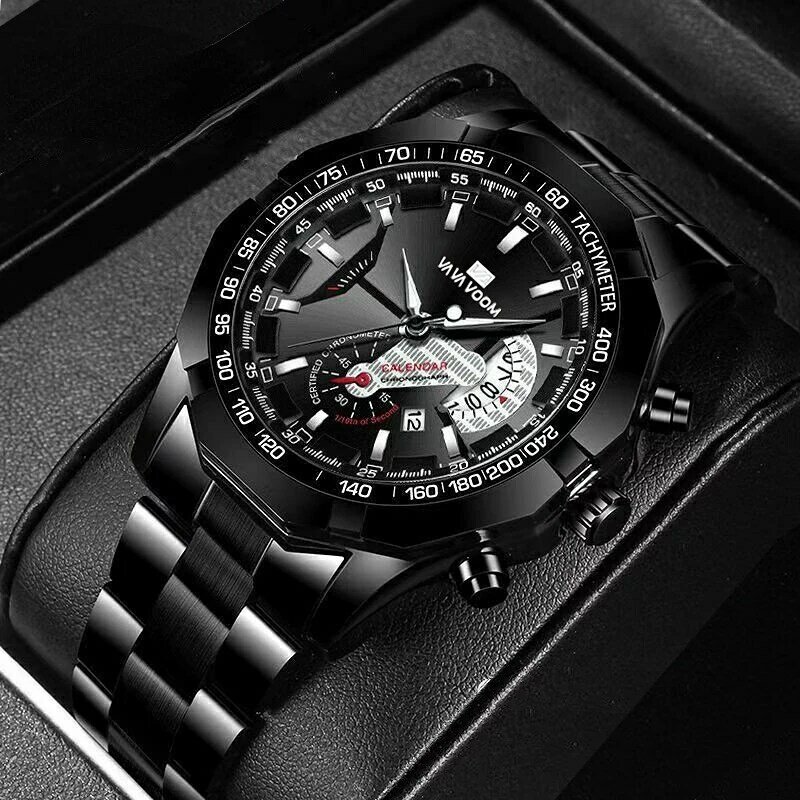 2022 Men Mechanical Watch Multifunctional Watch Men's Steel Chain Watch Sports Luminous Calendar Men Steel Band Watch