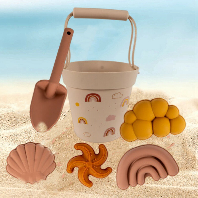 Juguetes de playa de silicona para niños, herramientas de Molde de arena, juego de agua de verano, juego divertido para bebés, Molde de Animal lindo, juguete de baño suave para niños