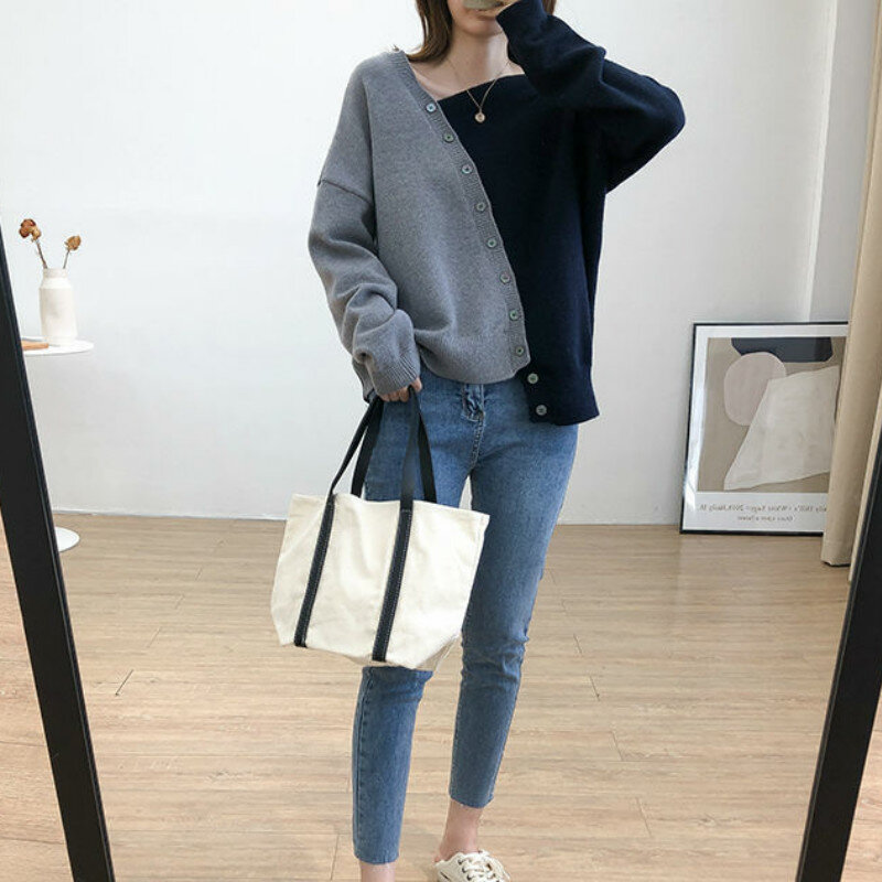 Pullovers Women Irregular Patchwork Single Breasted Casual Knitting Design Elegant Korean Style Chic Clothes Hot Sale Knitwear