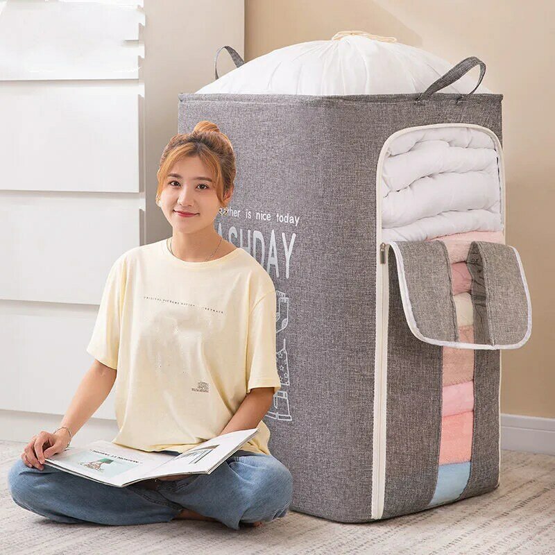 Bolsa de almacenamiento de edredón de ropa de estilo japonés para el hogar, bolso de gran capacidad a prueba de humedad para armario, bolsa de almacenamiento multifuncional