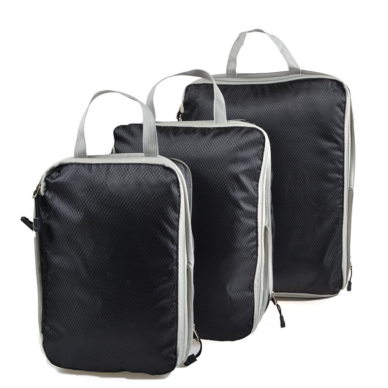 3pcs/set Travel Storage Bag Luggage Suitcase  Compression Packing Organizer Set Foldable Waterproof Clothes Organization Nylon