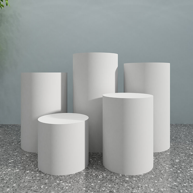 3 pçs cubo cilindro pedestal display ferro branco preto arte decoração do bolo rack pilares para diy decorações de casamento feriado
