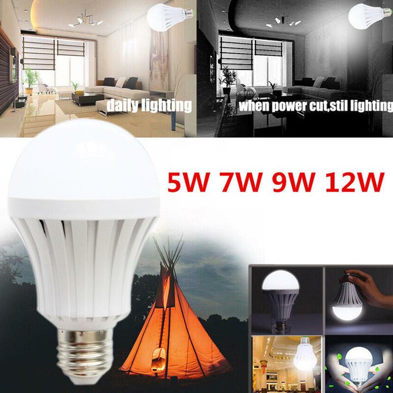 LED 스마트 비상 조명 전구, 충전식 배터리 조명 램프, 야외 조명, 봄블라 손전등, E27, 5W, 7W, 9W, 12W