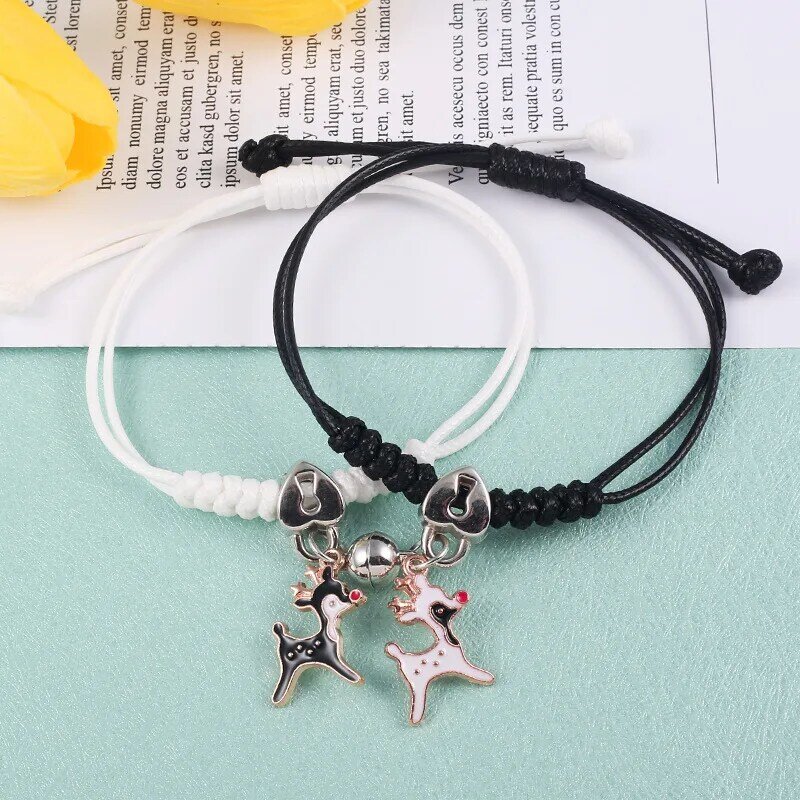 2pcs Magnets attract rings for men and women girlfriends Korean version of the simple cute small fresh bracelet bracelet gift