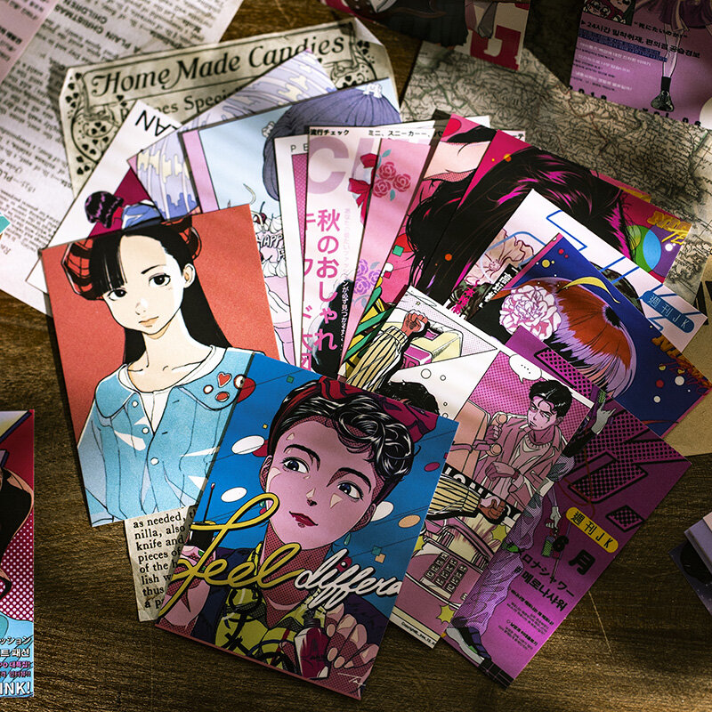 Yoofun 30pcs/pack Japanese Super Popular Cartoon Girl Decorative Cards Postcard Room Wall Gift DIY Craft Making