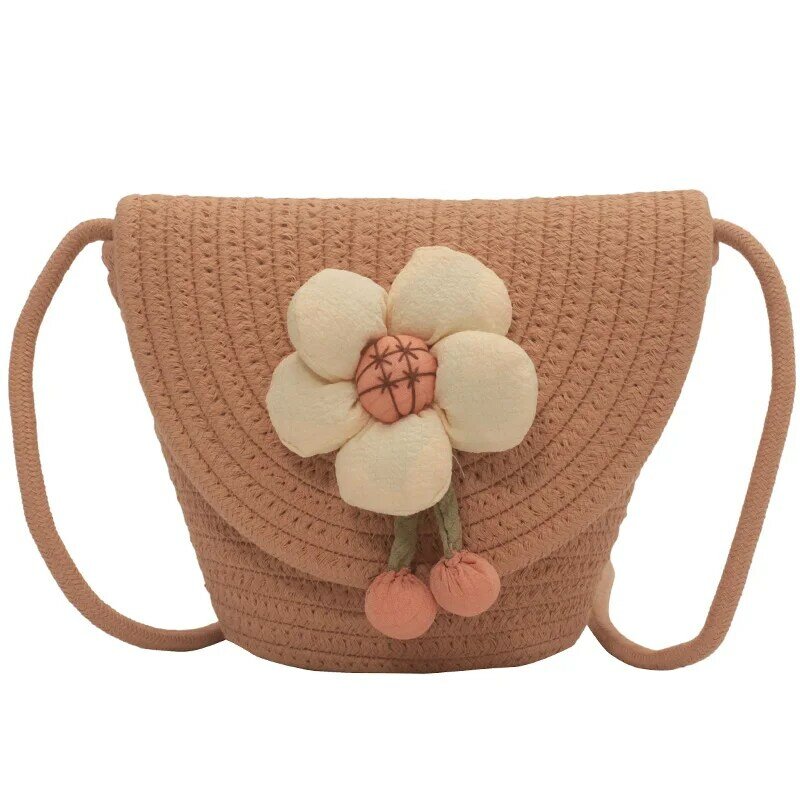 Fashion Summer Flower Bag Woven Handbags Retro Casual Women Niche Versatile Bucket Bag For Outing