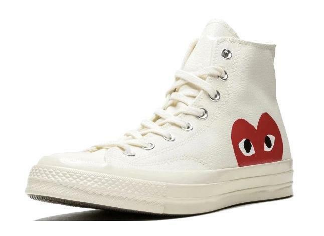 Original Converse Chuck Taylor All Star 70s Hi Comme Des Garcons Play White CDG  High Skateboarding sneakers flat canvas Shoes
