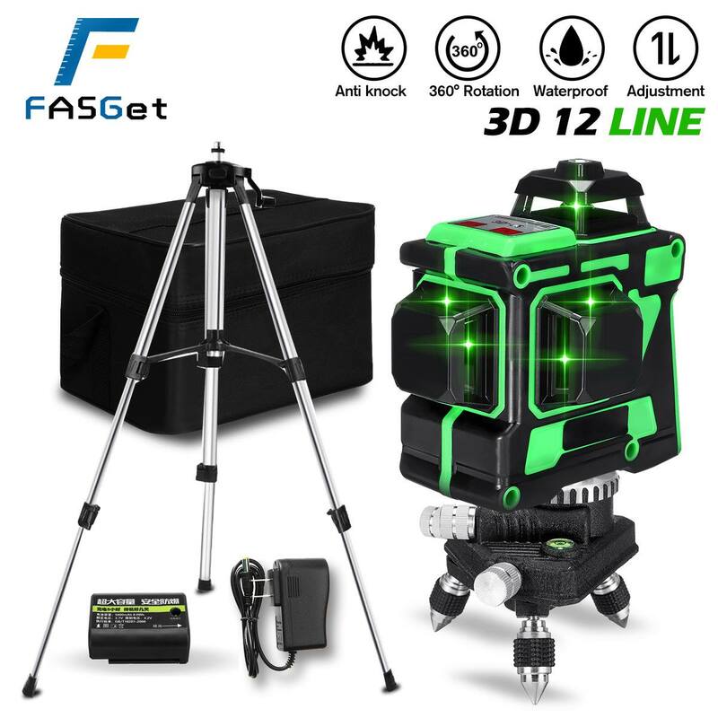 12 Lines 3D Laser Level Green Line SelfLeveling 360 Horizontal And Vertical Super Powerful Green Laser Level With 1.5M Tripod