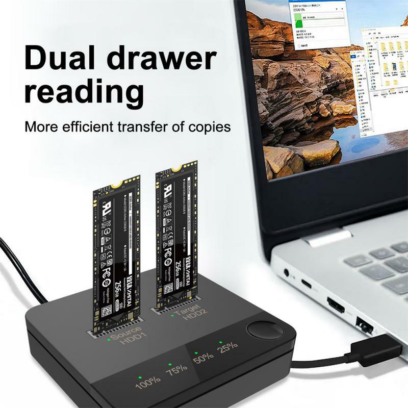 RYRA-SSD M.2 SATA 하드 디스크 복사기 노트북 하드 디스크 박스 듀얼 디스크 리더, 하드 디스크 도킹 스테이션 복사 기계