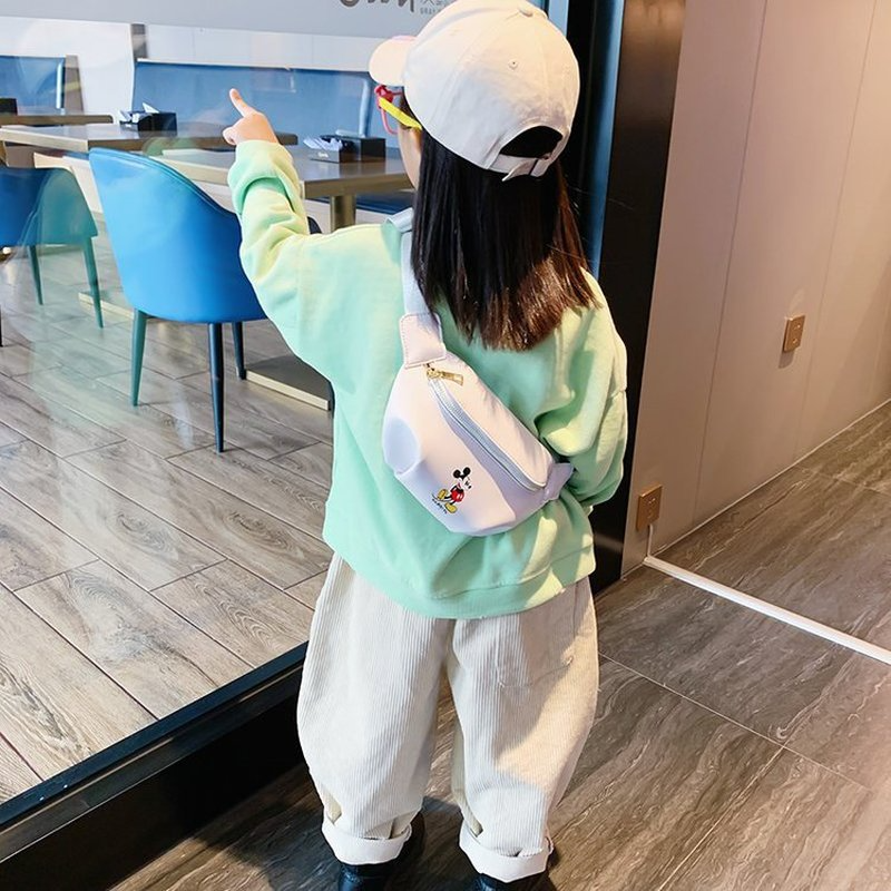 Disney 2022 novo mickey moda crianças saco da cintura de alta qualidade um ombro saco do mensageiro grande capacidade do plutônio zíper meninas saco peito