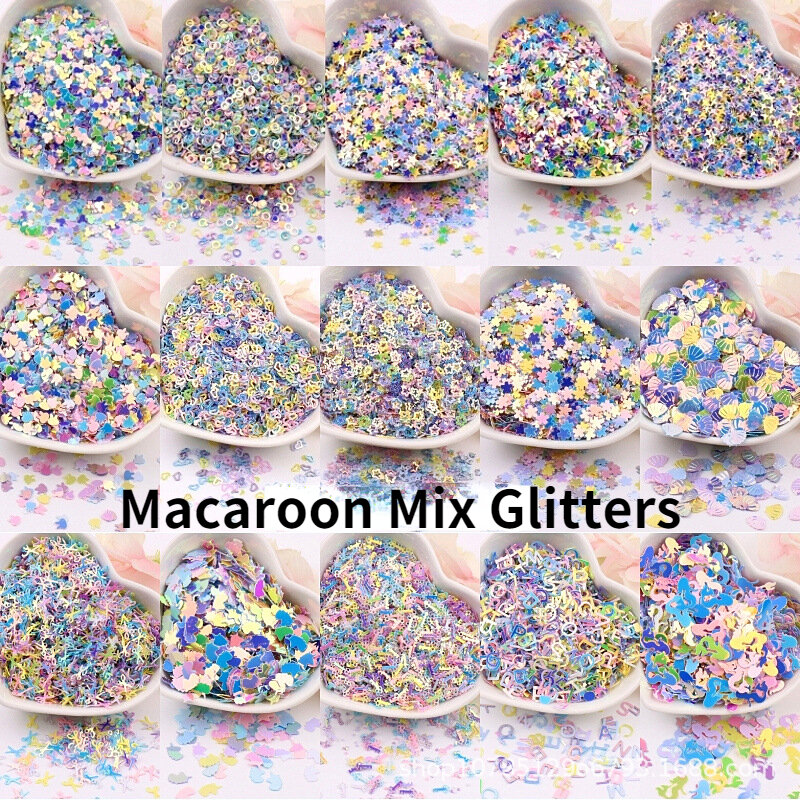 10g Nail Glitters DIY Craft Supplies Resin Sprinkles Macaroon Mix Slime Filler Star Butterfly Heart For Jewelry Making Wholesale