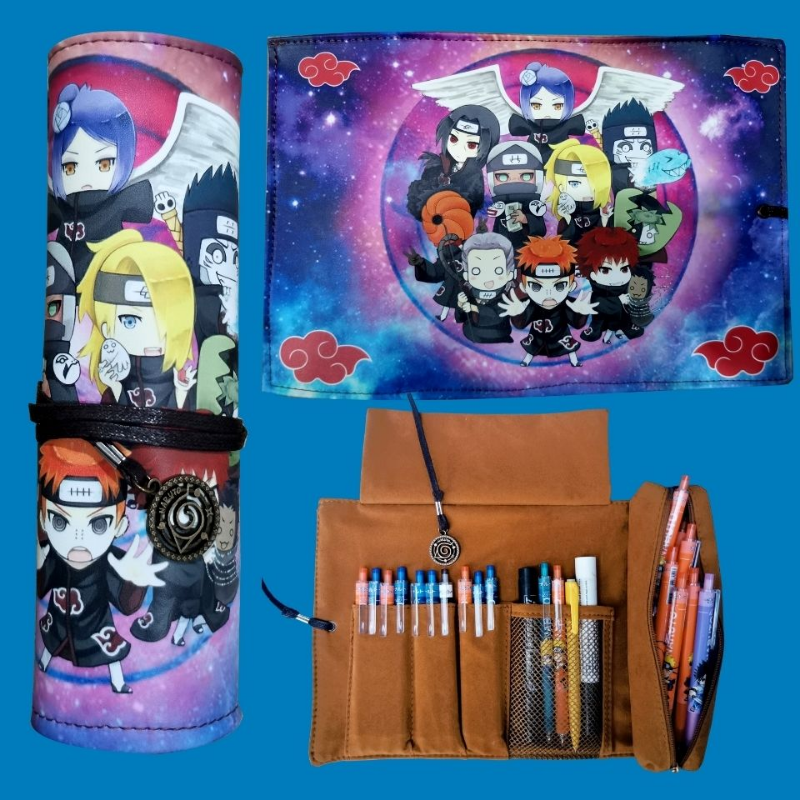 Bolsa de bolígrafo de desplazamiento de Naruto, papelería Unisex de cortina de gran capacidad, animación de dibujos animados, papelería fresca para estudiantes, 2022