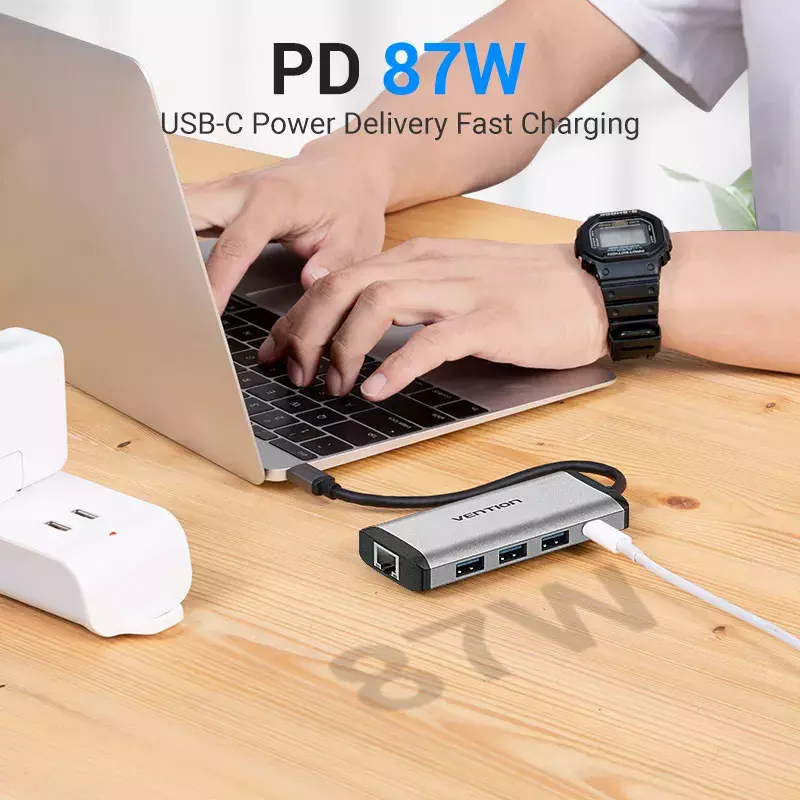 Vention – HUB USB Type C vers USB 3.0, Station d'accueil, HDMI, RJ45, 4K, pour MacBook Pro Air, accessoires, séparateur de Type C 3.1