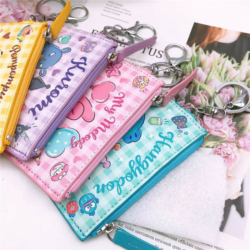 Kawaii Sanrio Kuromi My Melody Pu Wallet Coin Purse Cartoon Anime Cinnamoroll Pochacco Card Bag Mini Coin Purse Keychain Gift