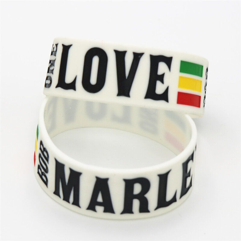 1Pc Nieuwe Brede One Love Bob Marley Siliconen Polsband Rasta Jamaica Reggae Rubber Armbanden & Bangles Voor Muziek Fans gift SH099