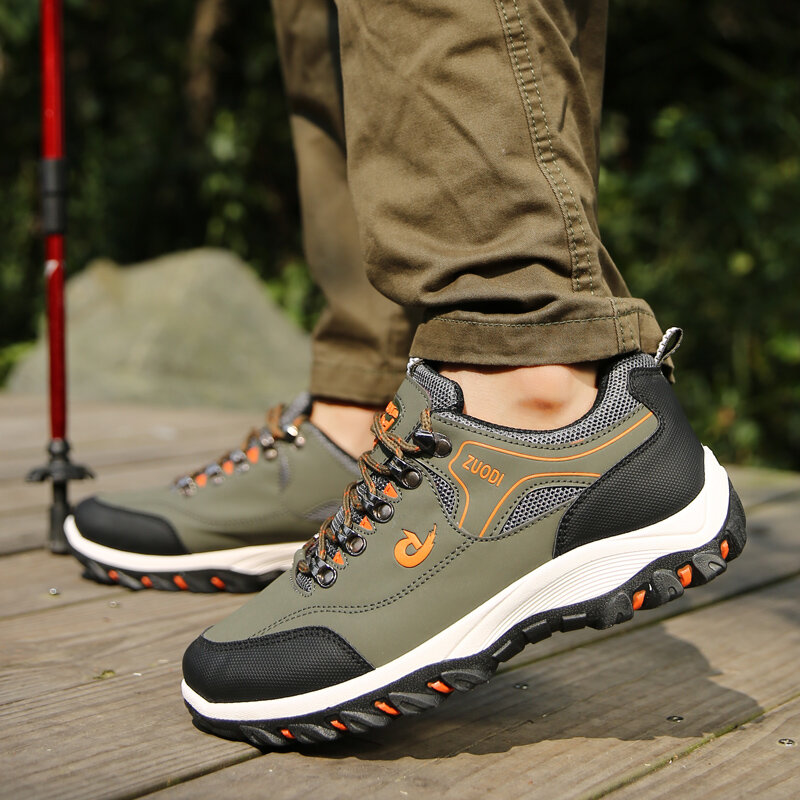 Sepatu Hiking Luar Ruangan Pria Sepatu Tahan Aus Kulit Sepatu Kerja Sneakers Taktis Pria Berburu Trekking Olahraga Pria 47