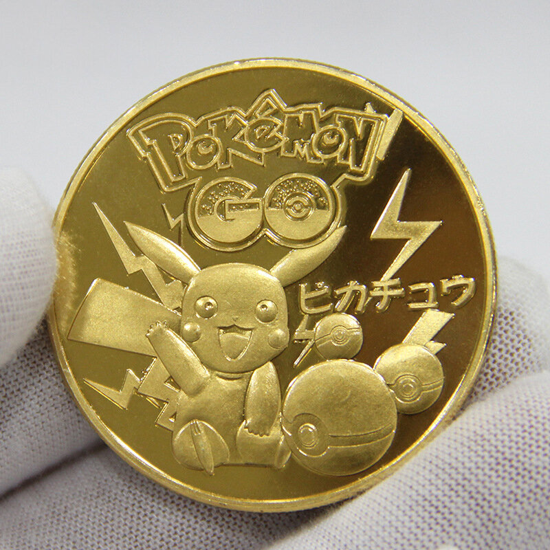 Pokemon Pikachu monedas medallón Metal Material conmemorativo colección juguetes regalos para niños