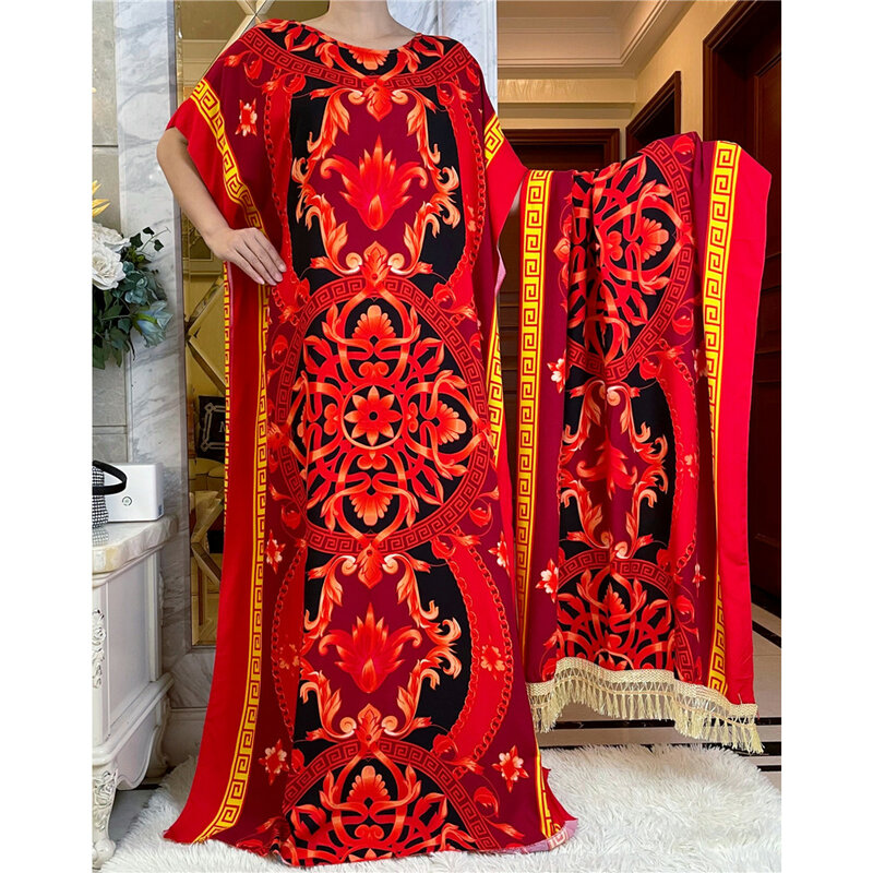女性の綿のサマードレス,長くて十分な,スカーフ付き,アフリカンダシキ,新しいコレクション2023,yy11