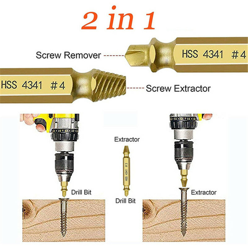 Juego de brocas para extracción de tornillos dañados, Kit de herramientas de demolición, fácil de sacar, guía, Perno roto, 4/5/6 piezas