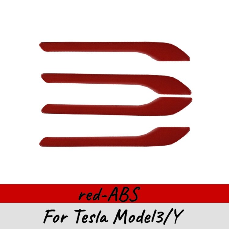 Pegangan pintu mobil, untuk Tesla Model 3 2021 Model Y Aksesori penutup pintu Model pasta 3 serat karbon ABS tiga 4 buah/set
