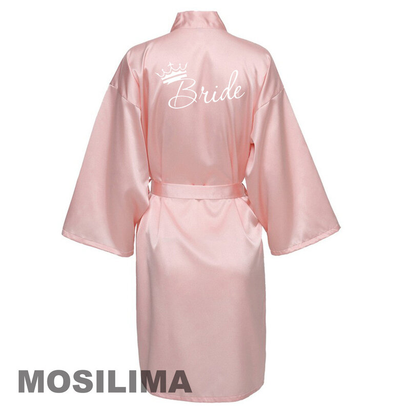 Robe de mariée en Satin pour demoiselle d'honneur, Kimono, chemise de nuit décontractée, courte, Sexy, vêtements de nuit SP607