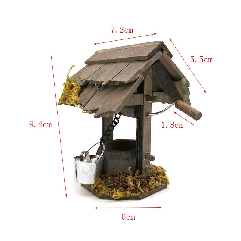 1/12 miniaturas de casa de muñecas, modelo de jardín, pozo de galería de madera para accesorios de decoración de casa de muñecas