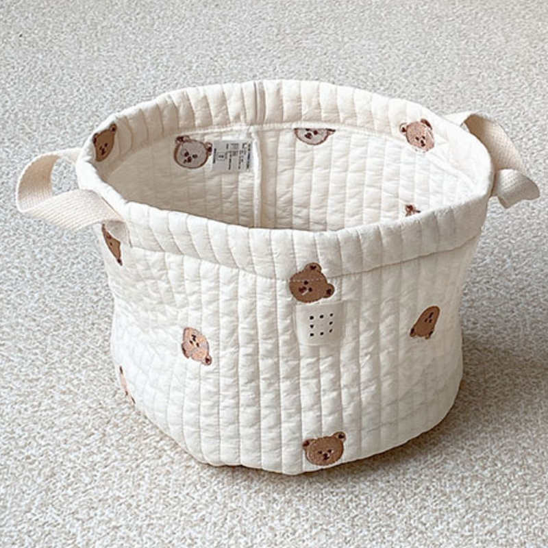 Novo bebê sacos bonito urso bordado saco de fraldas moda carrinho de armazenamento de algodão mamãe saco