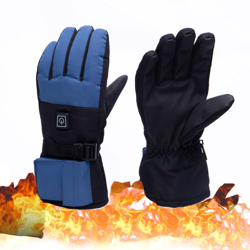 ユニセックスの厚手の冬用手袋,加熱,防水,防風,USB電源,暖かいタッチスクリーン,サイクリンググローブ