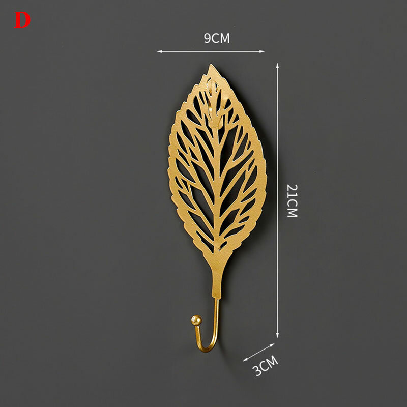 Styl skandynawski złoty kształt liścia kutego żelazny hak luksusowa firma wieszak ścienny wiszący stojak na ręczniki ubrania organizacja domu