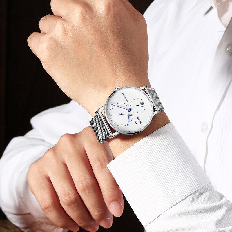 Vimio relógio mecânico masculino à prova dwaterproof água transparente fundo mecânico relógio masculino casual relógio de negócios relógios para homem