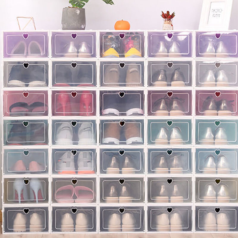 Caja de almacenamiento de zapatos transparente de estilo nórdico INS, estante para zapatos, artefacto de almacenamiento multifuncional para dormitorio y hogar