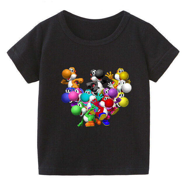 Летняя детская футболка yoshi из чистого хлопка для мальчиков и девочек 2 4 6 8 10 12
