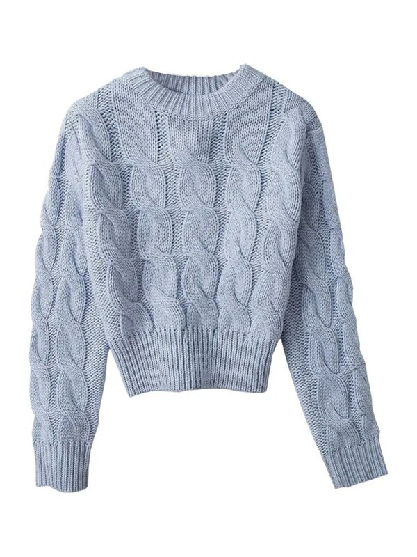 Suéter de punto Vintage para mujer, ropa de calle cálida, de gran tamaño, para Otoño e Invierno